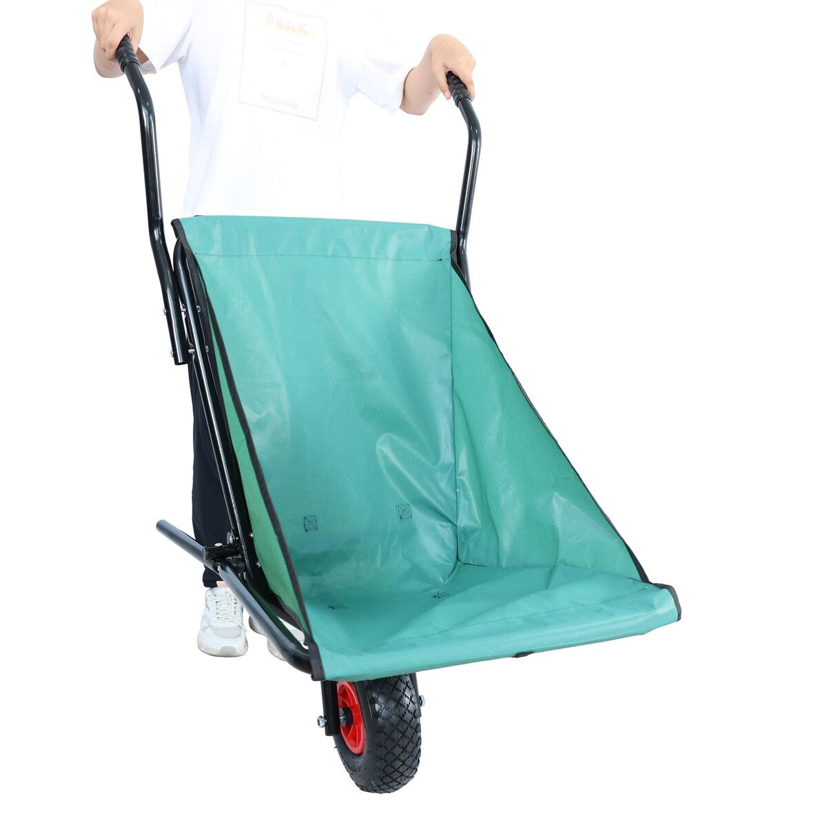 Folding Yard Garden Wheelbarrow， Foldable Lightweight Gardening Oxford Cloth Cart with 10 inch Pneumatic Tire