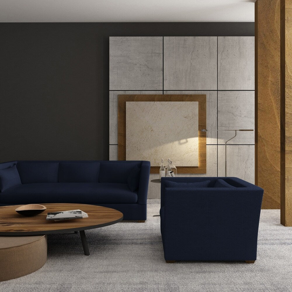 Foley Blue Print Leather Sofa - Custom Made to Order TAG by Tandem Arbor