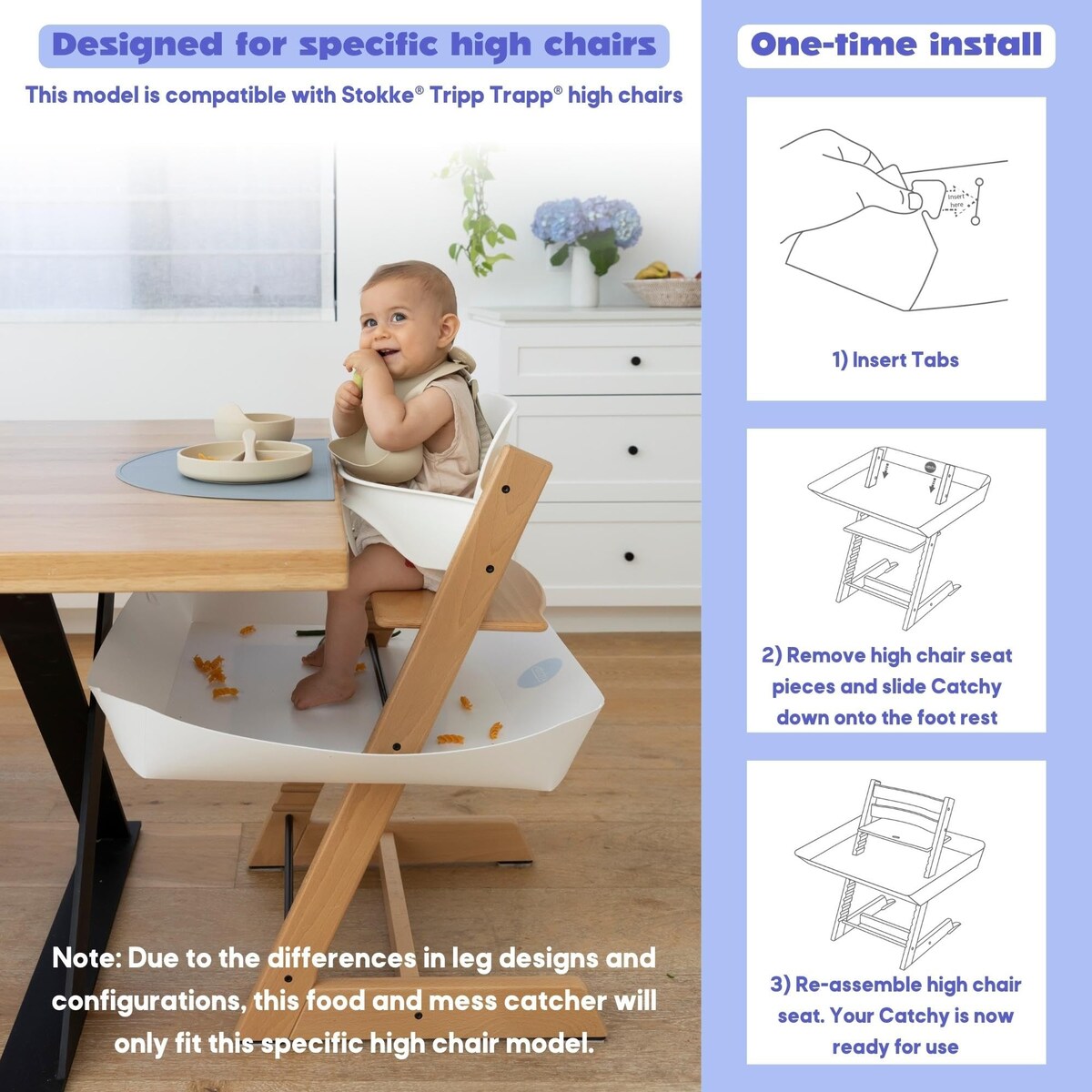 Food Catcher Accessory for Stokke Tripp Trapp Highchairs - Baby & Toddler Mess Mat