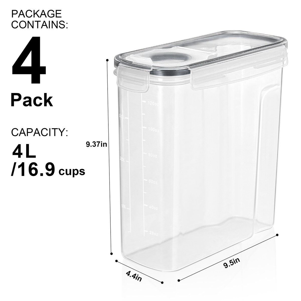 Sorbus Food Boxes Airtight Leakproof Lids Storage Dispenser Containers BPA Free for Kitchen and Pantry Organizers - (Set of 4)