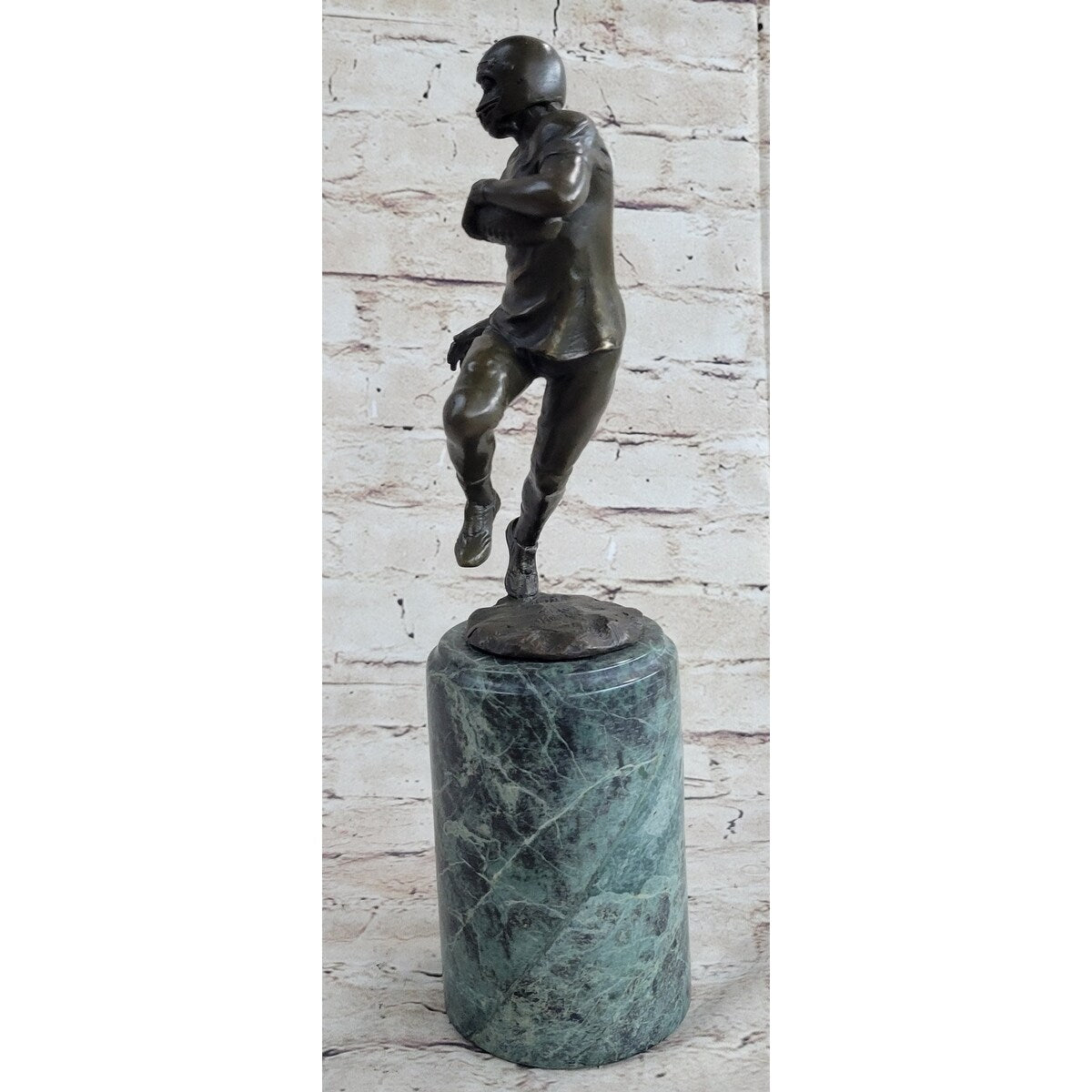 Football Player Nfl Bronze Trophy Sculpture Statue Figure Marble Base 12 Inches X 4 Inches