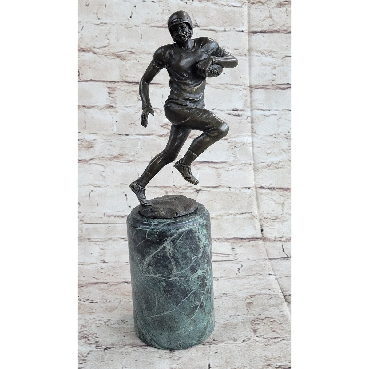 Football Player Nfl Bronze Trophy Sculpture Statue Figure Marble Base 12 Inches X 4 Inches