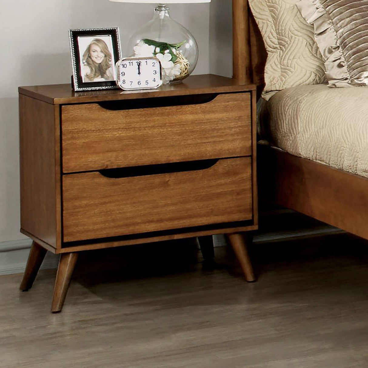 Fopp Mid-century Modern Oak Wood 2-Piece Platform Bedroom Set by Furniture of America