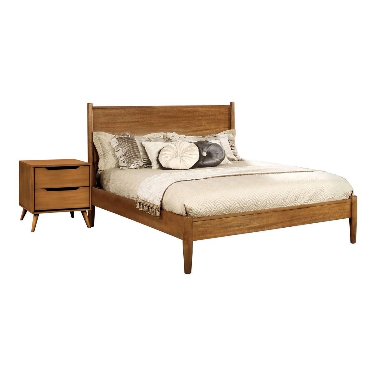 Fopp Mid-century Modern Oak Wood 2-Piece Platform Bedroom Set by Furniture of America