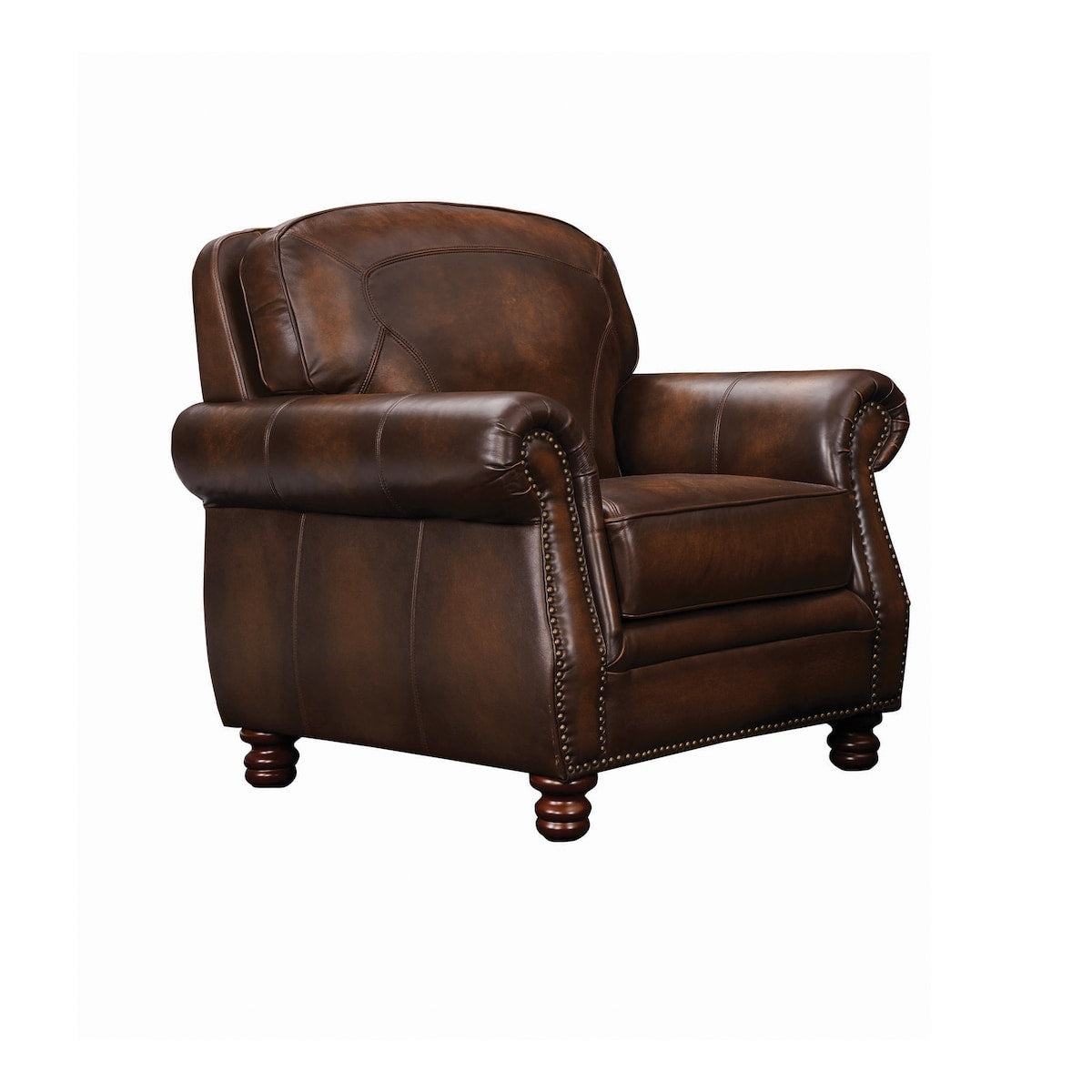 Foreman Hand Rubbed Brown Upholstered Rolled Arm Chair