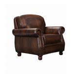 Foreman Hand Rubbed Brown Upholstered Rolled Arm Chair