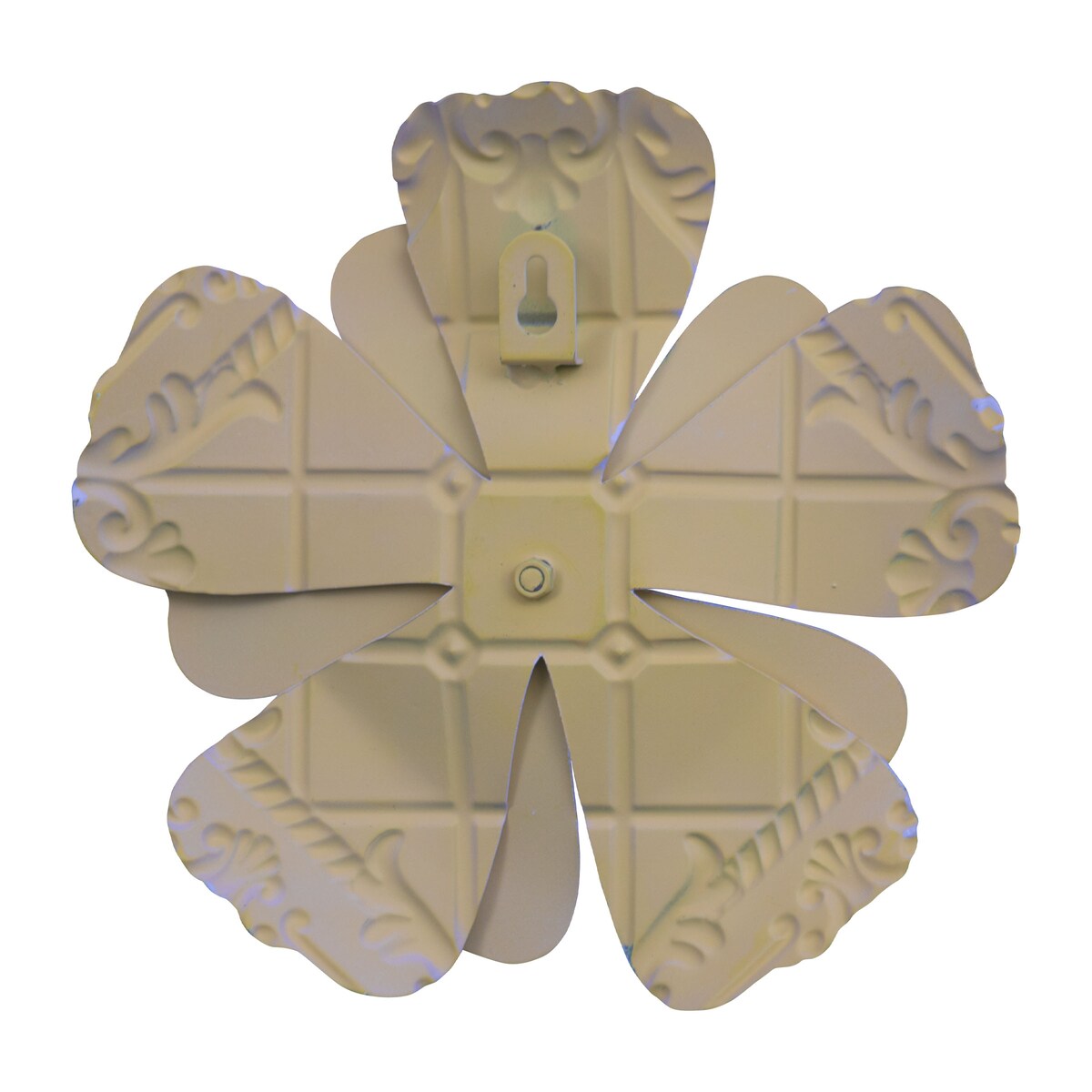 Foreside Home & Garden 7.75 x 7.5 inch White and Yellow Metal Layered Flower Wall Décor