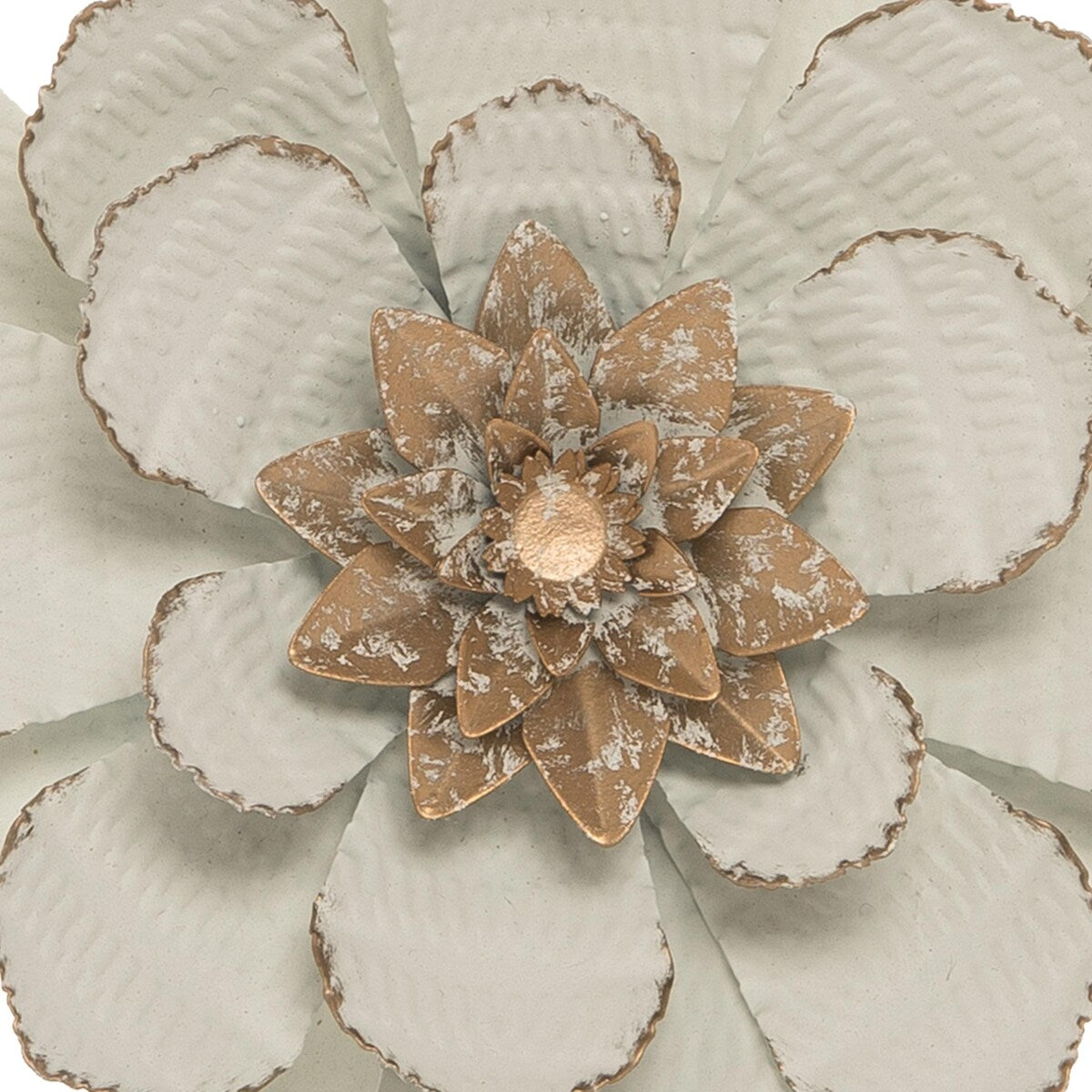Foreside Home & Garden 8.75 x 8.75 inch White Metal Layered Flower Wall Décor