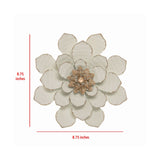 Foreside Home & Garden 8.75 x 8.75 inch White Metal Layered Flower Wall Décor