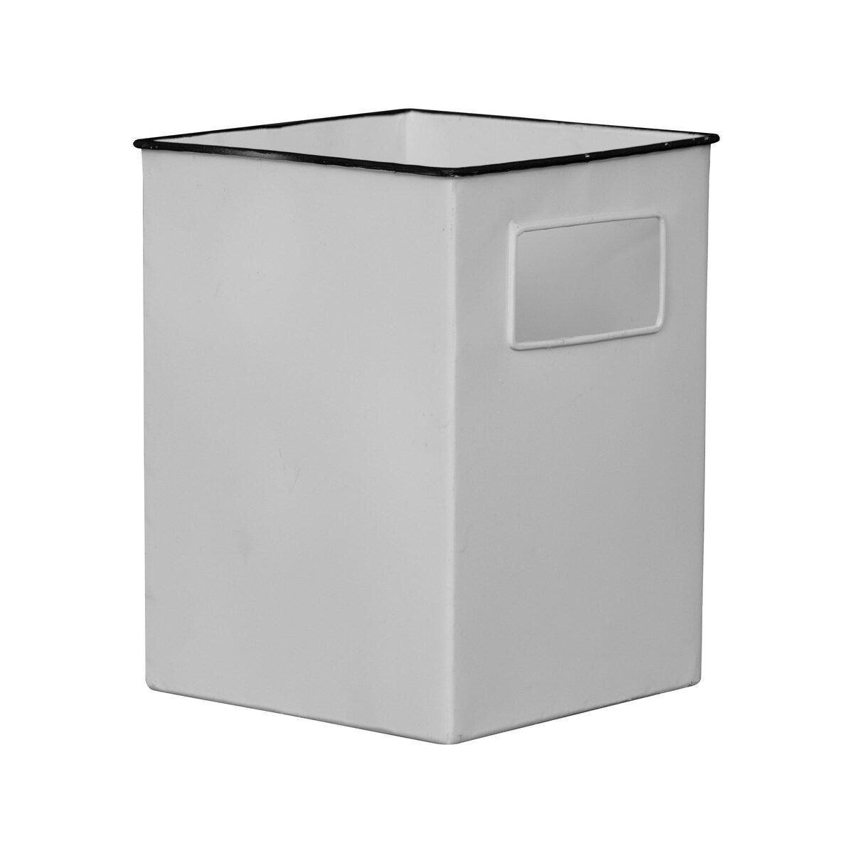 Foreside Home & Garden Antique White Enamel Metal Planter with Black Rim
