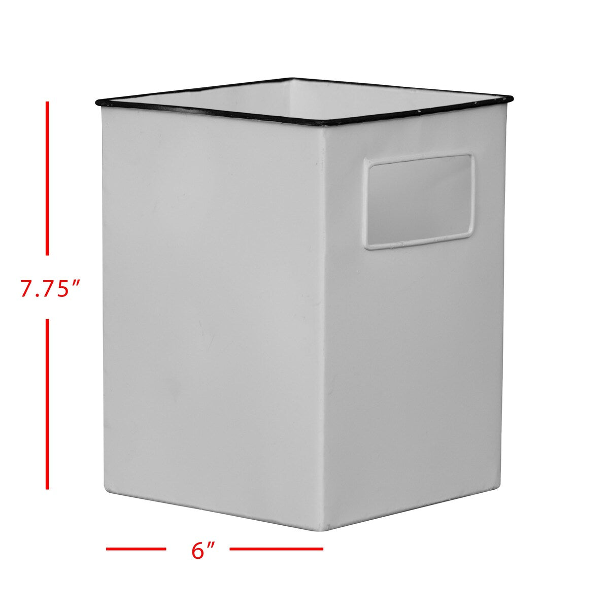 Foreside Home & Garden Antique White Enamel Metal Planter with Black Rim
