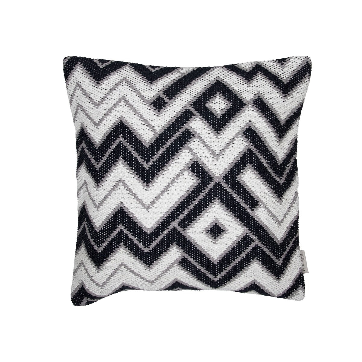 Foreside Home & Garden Black and White Hand Woven 20 x 20 inch Decorative Cotton Throw Pillow Cover With Insert