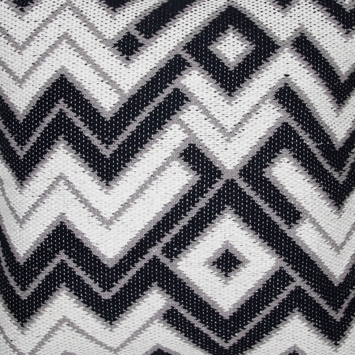 Foreside Home & Garden Black and White Hand Woven 20 x 20 inch Decorative Cotton Throw Pillow Cover With Insert