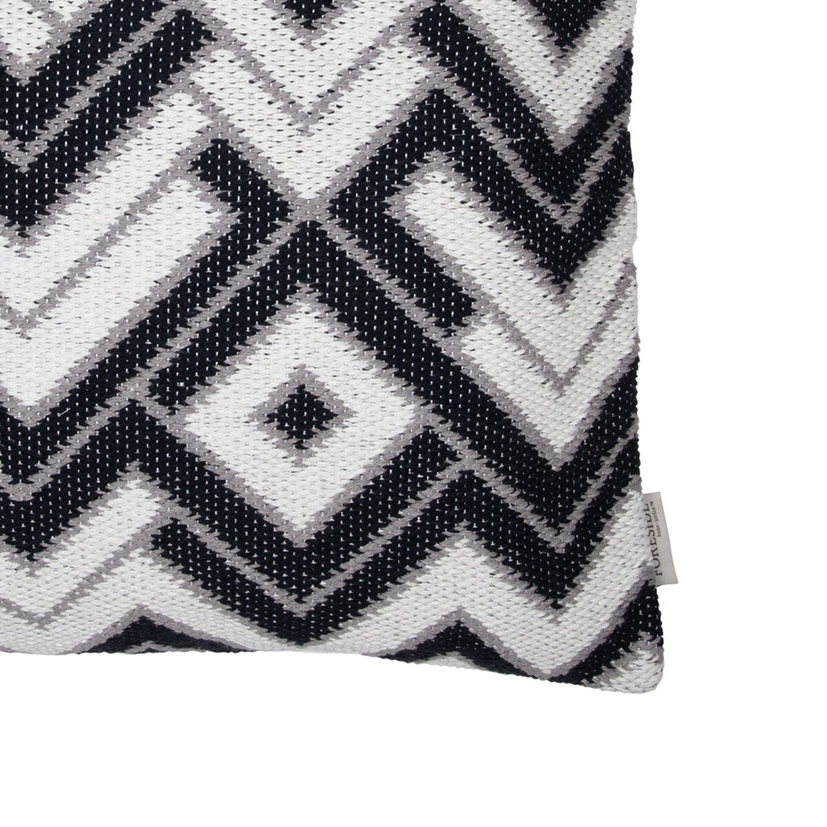 Foreside Home & Garden Black and White Hand Woven 20 x 20 inch Decorative Cotton Throw Pillow Cover With Insert