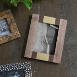 Foreside Home & Garden Brass Striped 5x7 Inch Wood Decorative Picture Frame