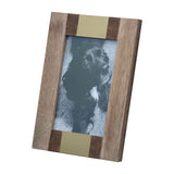 Foreside Home & Garden Brass Striped 5x7 Inch Wood Decorative Picture Frame