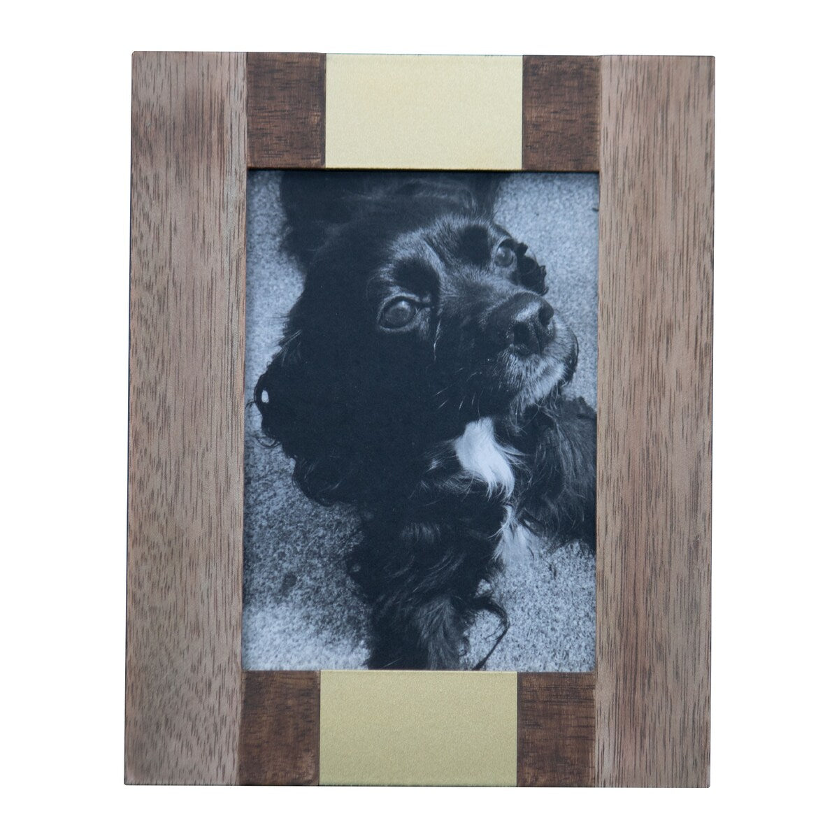 Foreside Home & Garden Brass Striped 5x7 Inch Wood Decorative Picture Frame