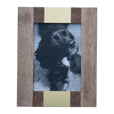 Foreside Home & Garden Brass Striped 5x7 Inch Wood Decorative Picture Frame