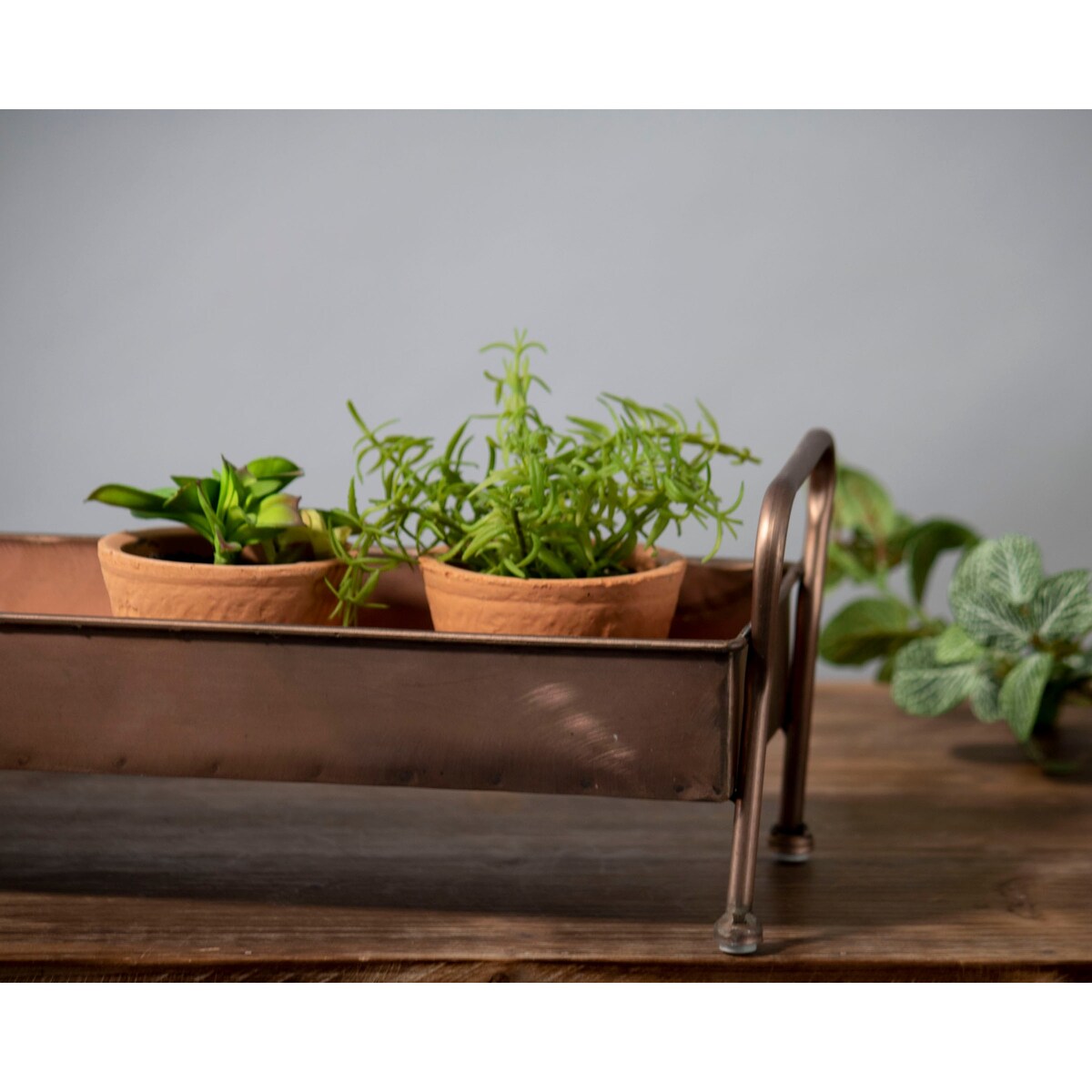 Foreside Home & Garden Copper Metal Caddy with Handles - 19 x 5.5 x 5.5