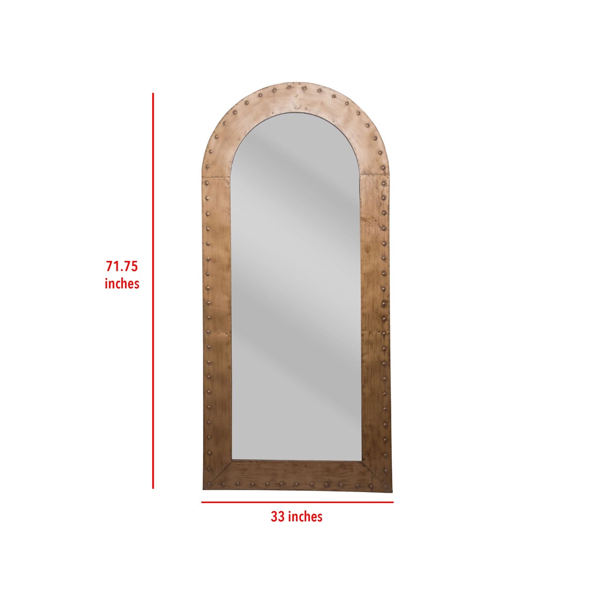 Foreside Home & Garden Distressed Gold Metal Arch Wall Mirror