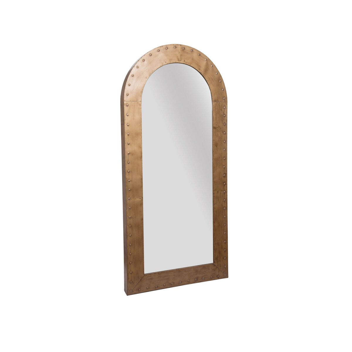 Foreside Home & Garden Distressed Gold Metal Arch Wall Mirror