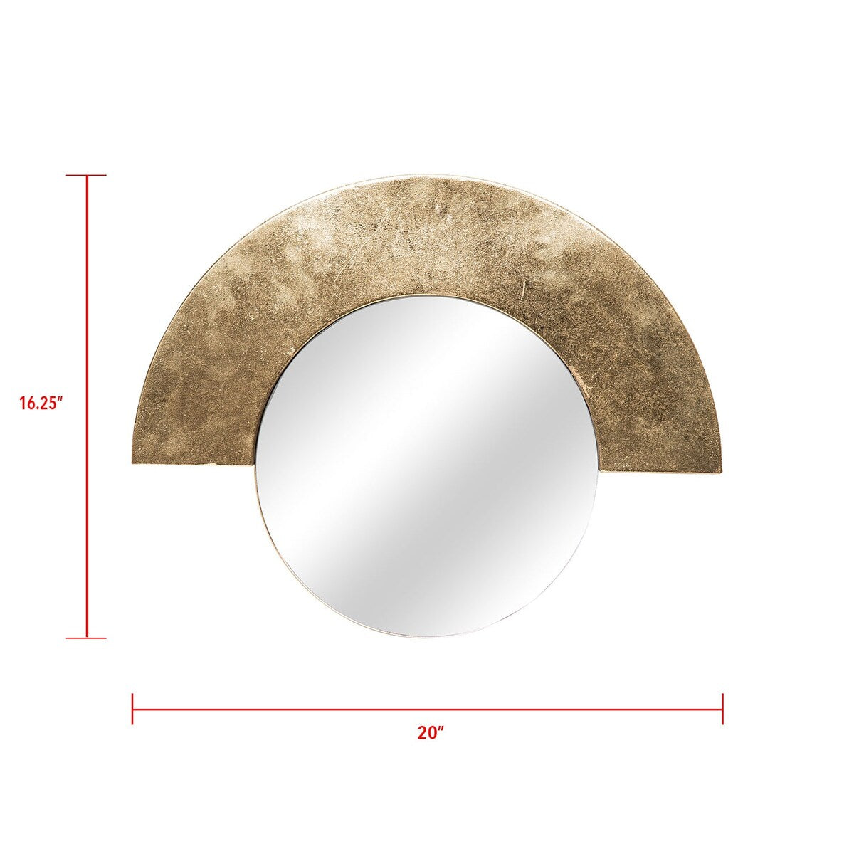 Foreside Home & Garden Gold Metal Half Moon Wall Mirror - 20x2x16.25