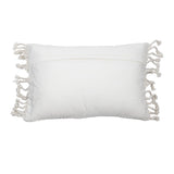 Foreside Home & Garden Gray Hand Woven 14 x 22 inch Decorative Cotton Throw Pillow Cover with Insert and Hand Tied Tassels