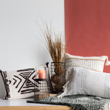 Foreside Home & Garden Gray Hand Woven 14 x 22 inch Decorative Cotton Throw Pillow Cover with Insert and Hand Tied Tassels