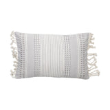 Foreside Home & Garden Gray Hand Woven 14 x 22 inch Decorative Cotton Throw Pillow Cover with Insert and Hand Tied Tassels