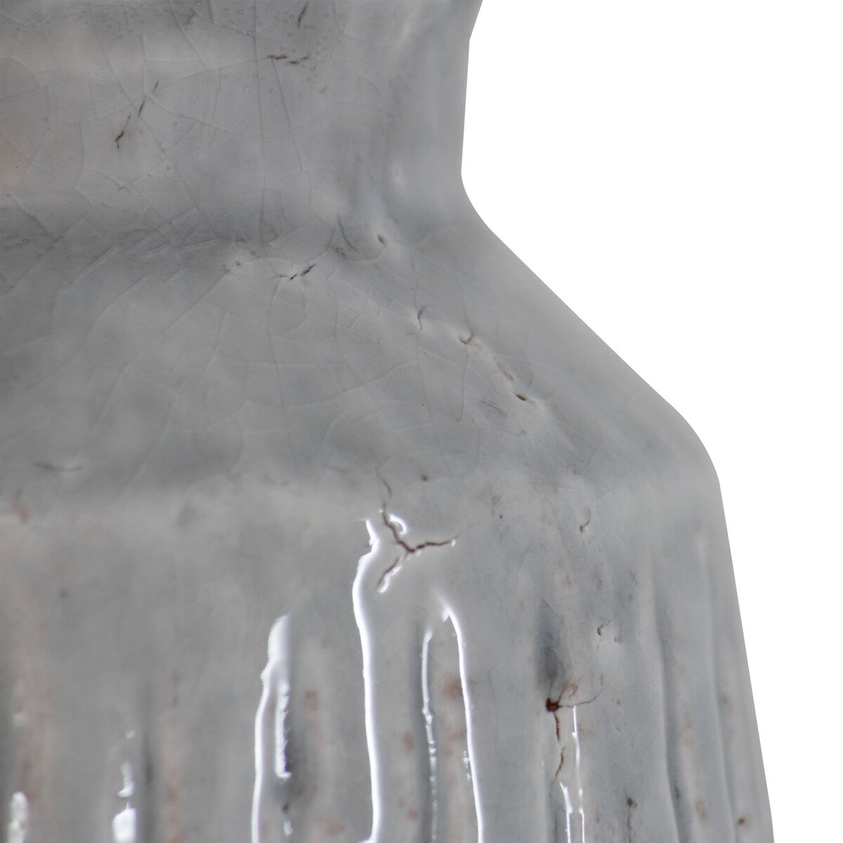 Foreside Home & Garden Handmade Gray Terracotta Vase with Carved Stripes