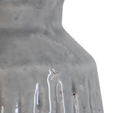 Foreside Home & Garden Handmade Gray Terracotta Vase with Carved Stripes