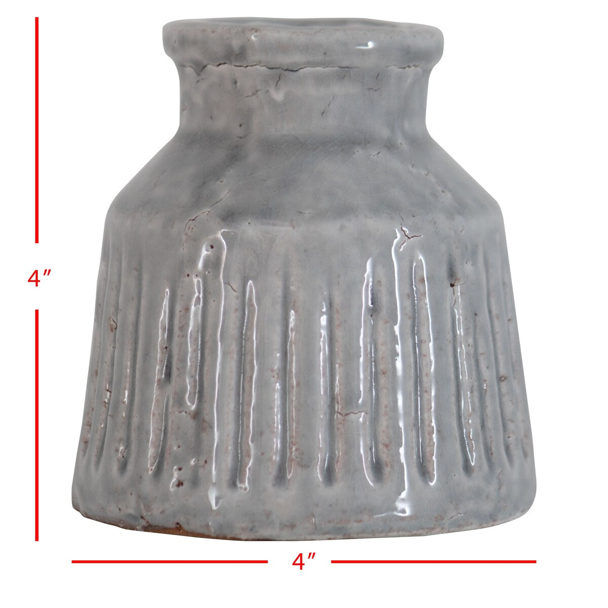 Foreside Home & Garden Handmade Gray Terracotta Vase with Carved Stripes