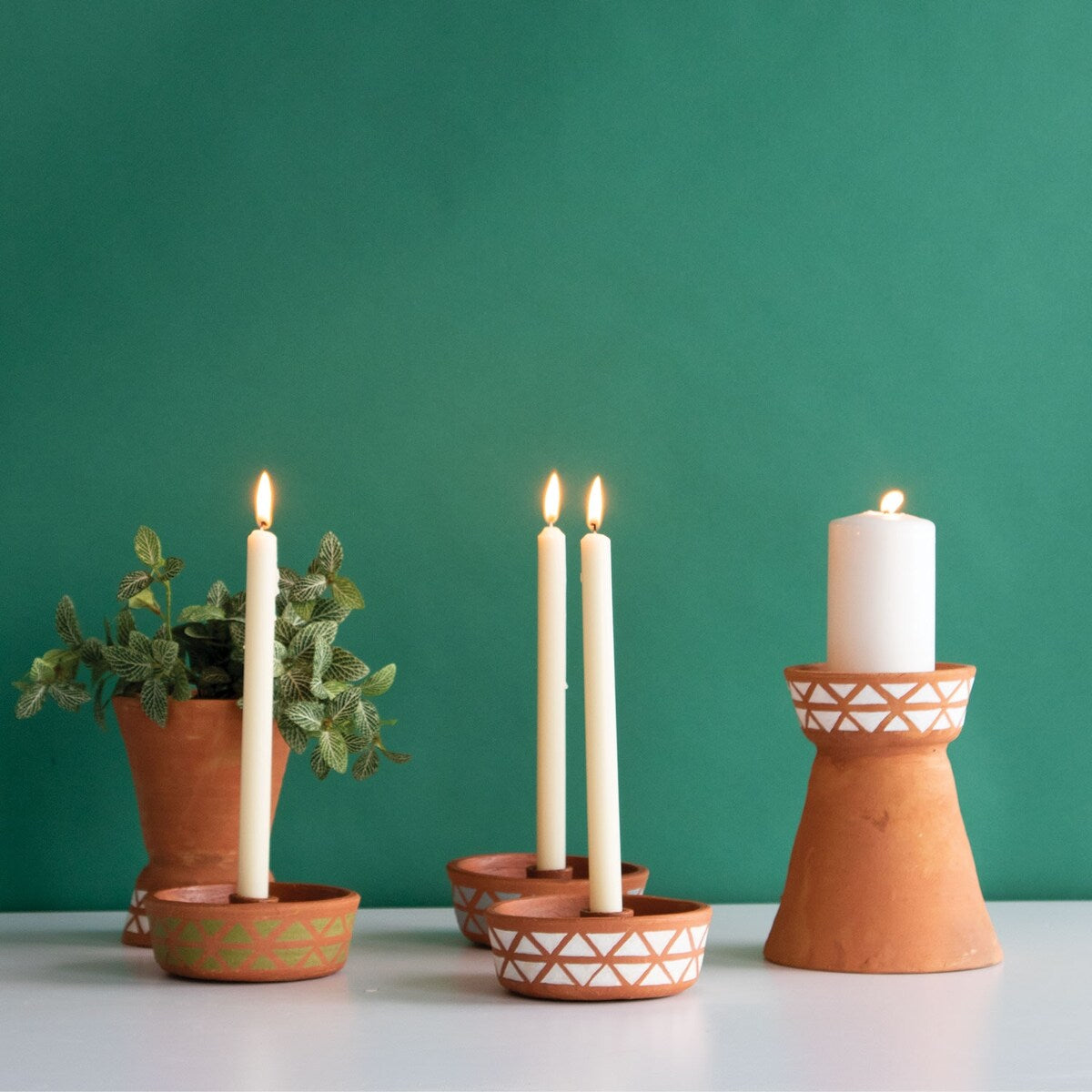 Foreside Home & Garden Natural Terracotta Pillar Candle Holder - 4.5x4.5x7