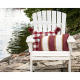 Foreside Home & Garden Red Striped Hand Woven 14x22" Outdoor Decorative Throw Pillow with Pulled Yarn Accents