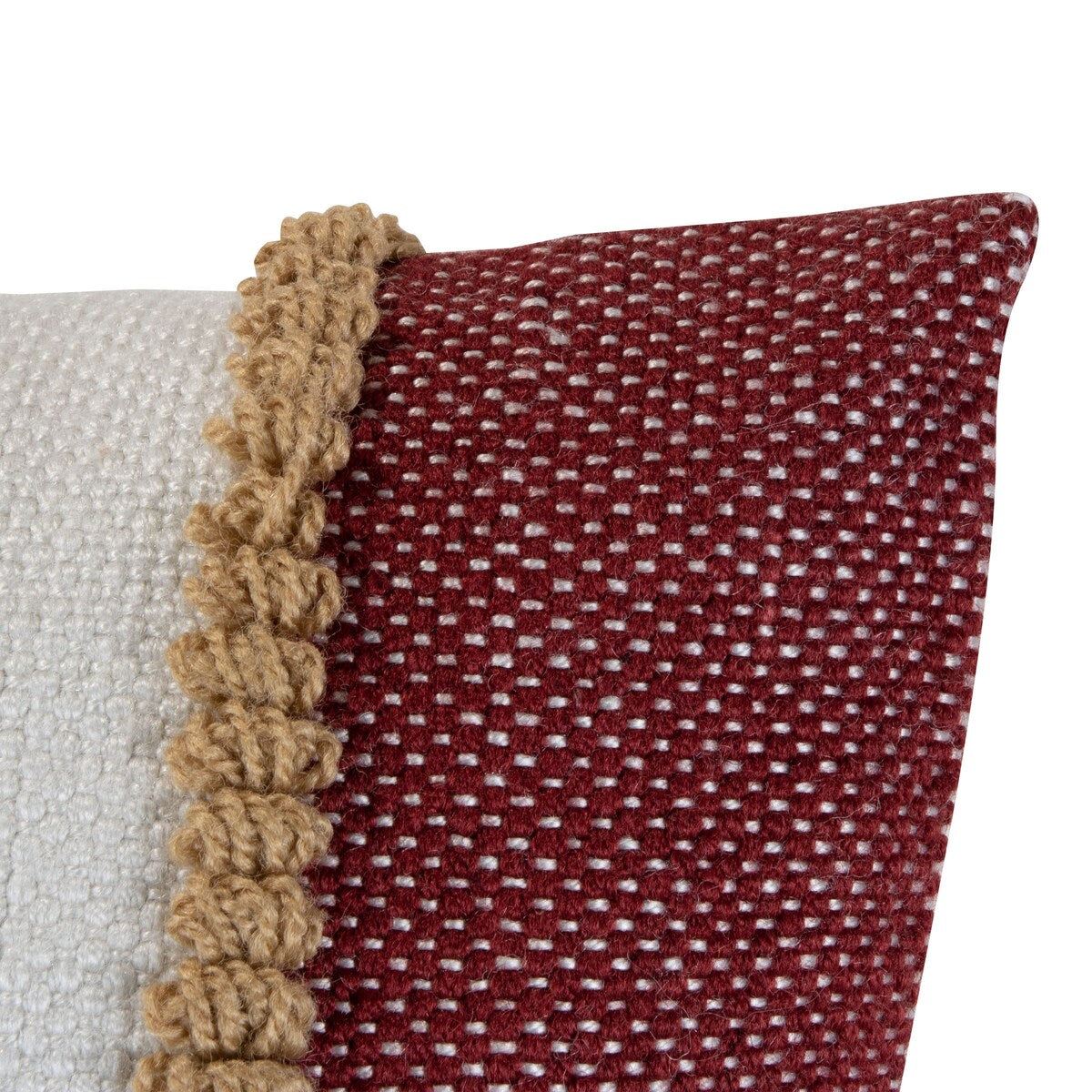 Foreside Home & Garden Red Striped Hand Woven 14x22" Outdoor Decorative Throw Pillow with Pulled Yarn Accents