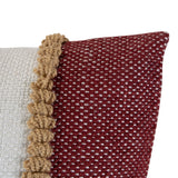 Foreside Home & Garden Red Striped Hand Woven 14x22" Outdoor Decorative Throw Pillow with Pulled Yarn Accents