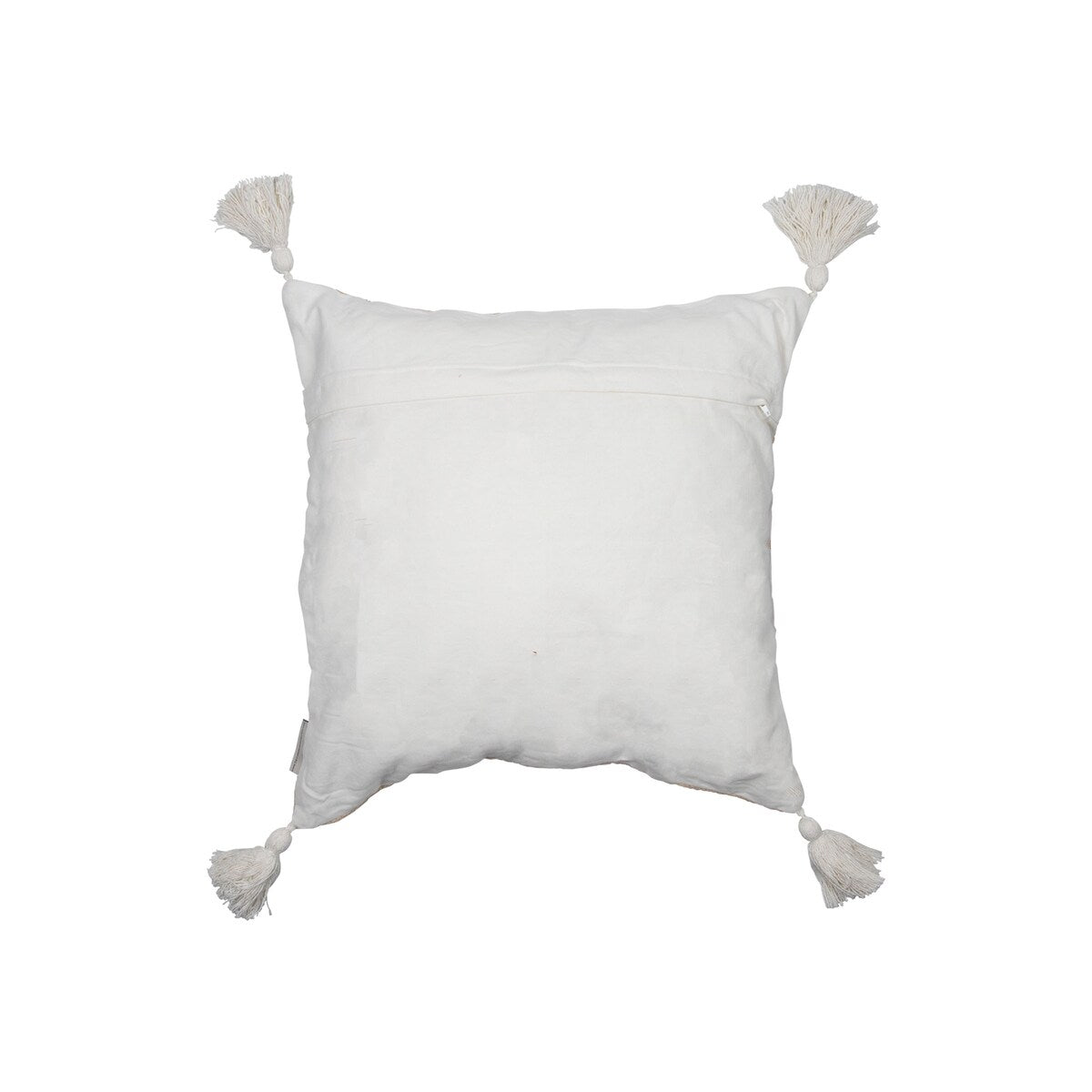 Foreside Home & Garden Tan and White Tribal Pattern 20 x 20 inch Decorative Cotton Throw Pillow Cover with Insert and Tassels