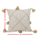 Foreside Home & Garden Tan with Braided Accents 18X18 Hand Woven Filled Outdoor Pillow