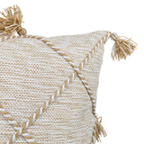 Foreside Home & Garden Tan with Braided Accents 18X18 Hand Woven Filled Outdoor Pillow