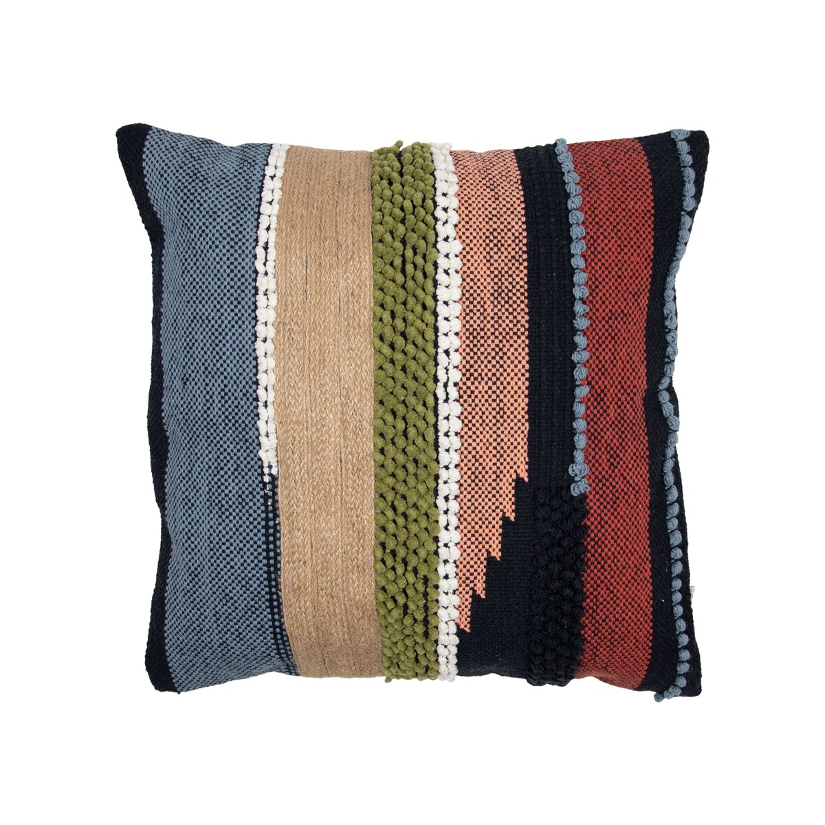 Foreside Home & Garden Multicolor Hand Woven 20 x 20 inch Decorative Cotton Throw Pillow Cover With Insert