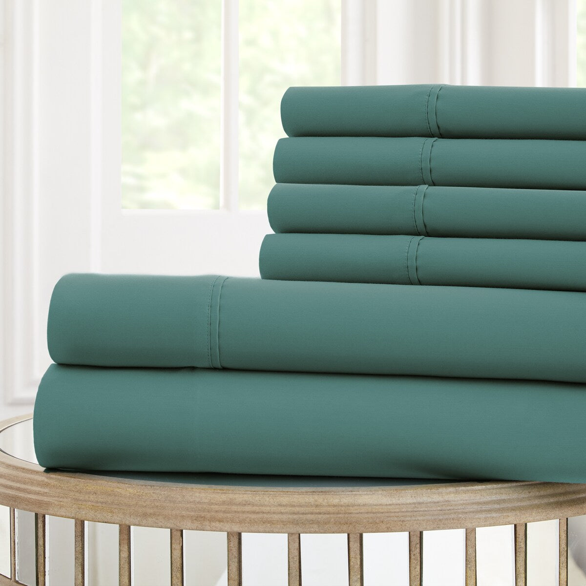 Forli 6 Piece Microfiber King Sheet Set with Nano Technology The Urban Port,Teal Blue