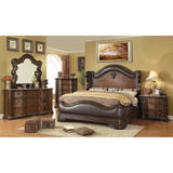 Formal Traditional 1pc Nightstand Only Brown Cherry Solid wood 3-Drawers Faux Wood Carved Details