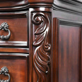Formal Traditional 1pc Nightstand Only Brown Cherry Solid wood 3-Drawers Faux Wood Carved Details