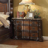 Formal Traditional 1pc Nightstand Only Brown Cherry Solid wood 3-Drawers Faux Wood Carved Details