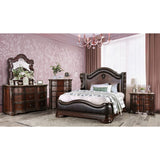 Formal Traditional 1pc Nightstand Only Brown Cherry Solid wood 3-Drawers Faux Wood Carved Details