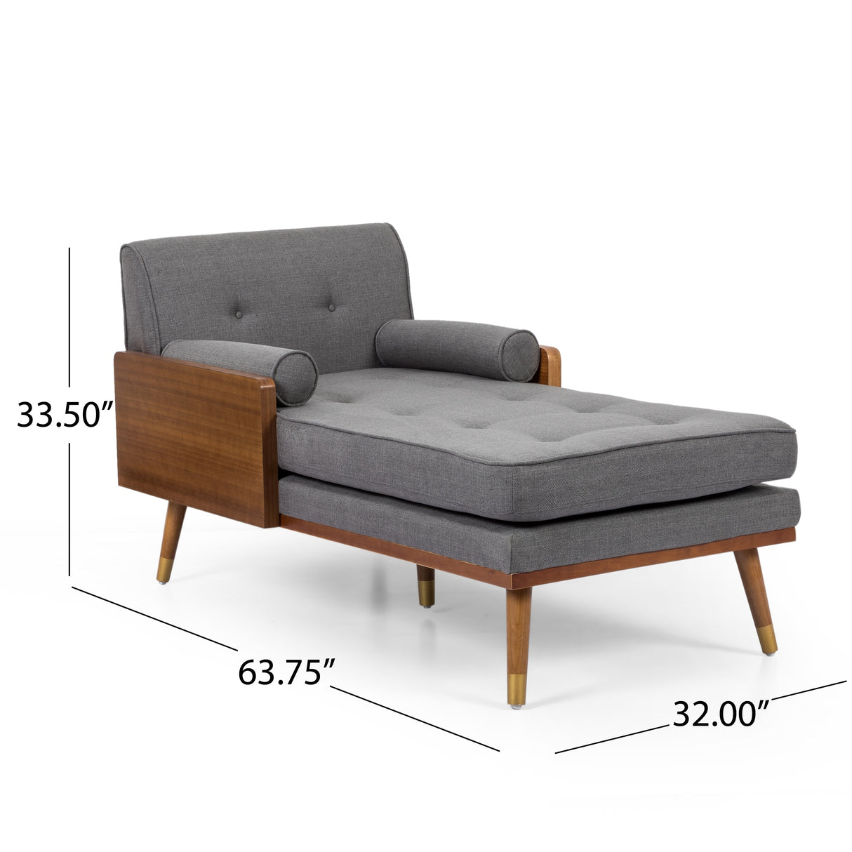Fortas Mid-century Modern Chaise Lounge by Christopher Knight Home - 32.00" W x 63.75" L x 33.50" H