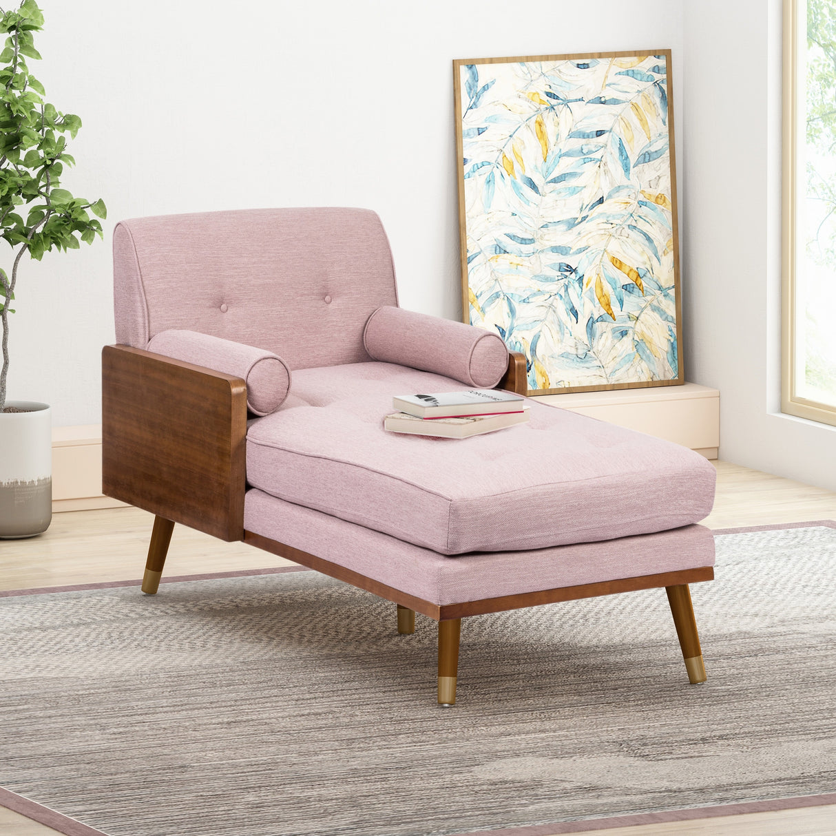 Fortas Mid-century Modern Chaise Lounge by Christopher Knight Home - 32.00" W x 63.75" L x 33.50" H