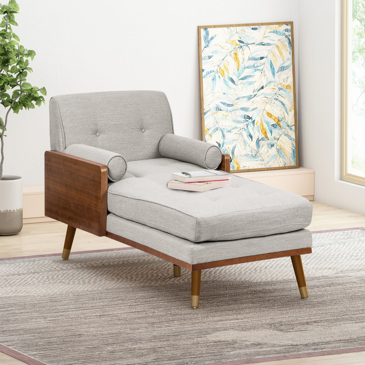 Fortas Mid-century Modern Chaise Lounge by Christopher Knight Home - 32.00" W x 63.75" L x 33.50" H