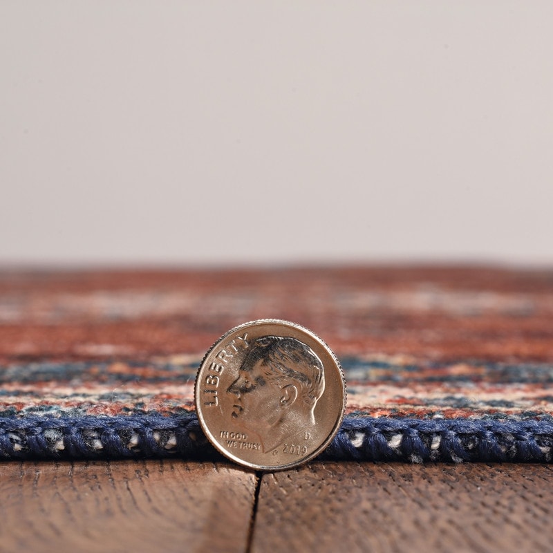 Foster Machine Washable Medallion Russet and Ivory Area Rug