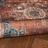 Foster Machine Washable Medallion Russet and Ivory Area Rug